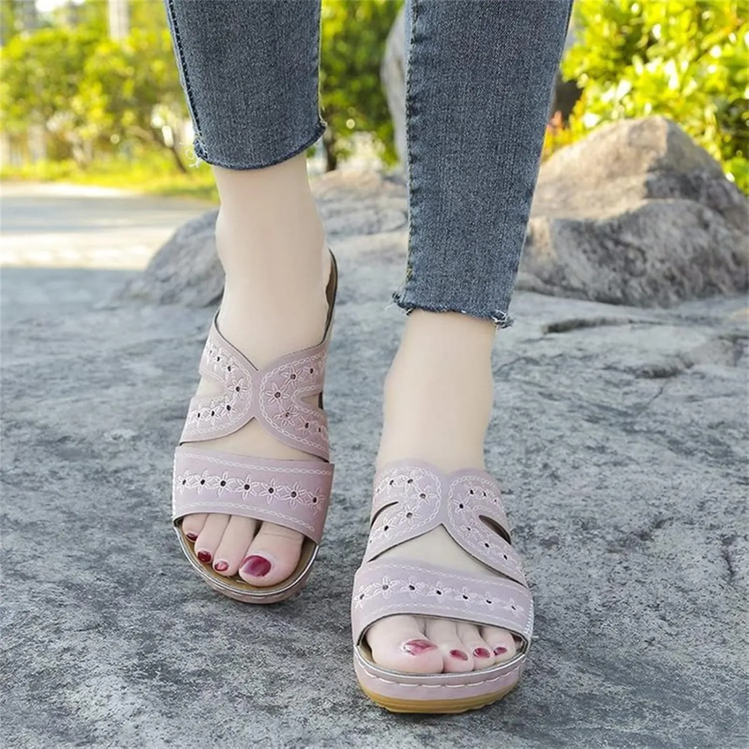 Ladmiple Womens Sandals With Arch Support Walking Orthopedic Flip Flops Dressy Summer Comfortable Orthotic Slides 2024