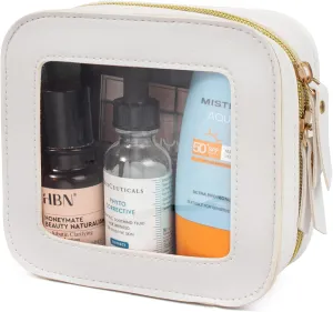 LETGO Mini Clear Makeup Bag, Cute Travel Pouch Purse for Women, Car Essentials Organizer (White, Mini)