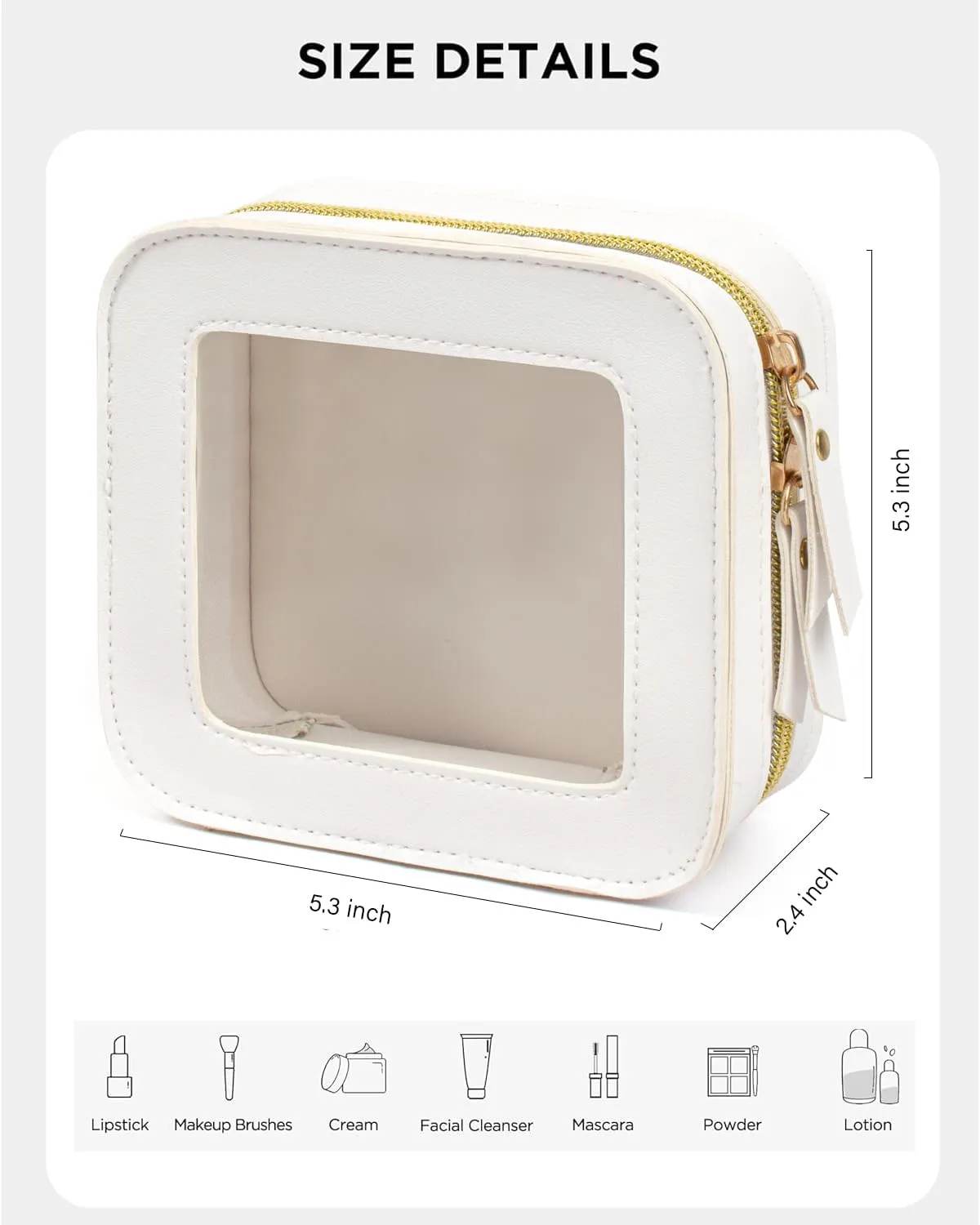 LETGO Mini Clear Makeup Bag, Cute Travel Pouch Purse for Women, Car Essentials Organizer (White, Mini)