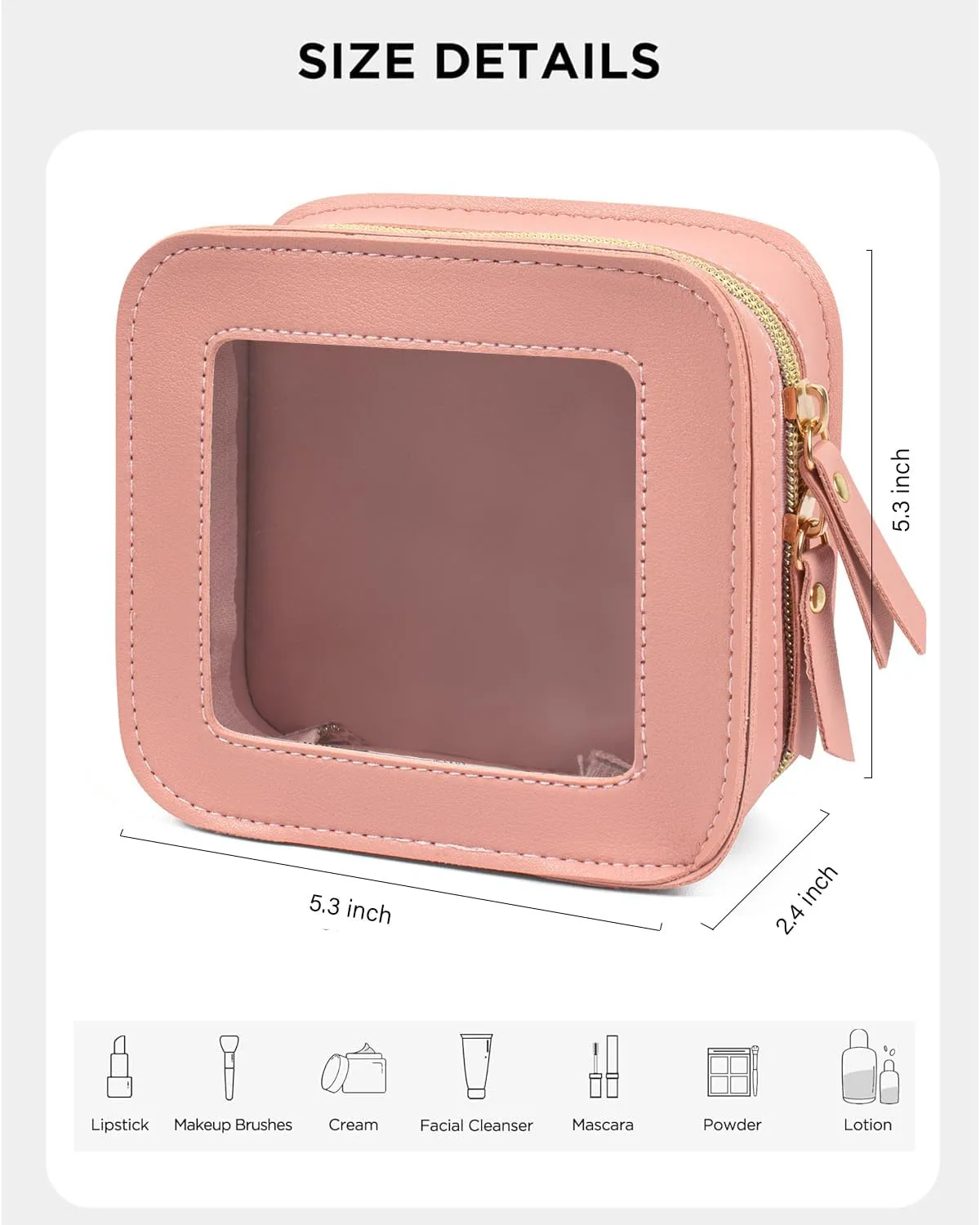 LETGO Mini Makeup Bag - Cute Travel Makeup Bag Pouch, Essentials Organizer for Women, Pink, Mini