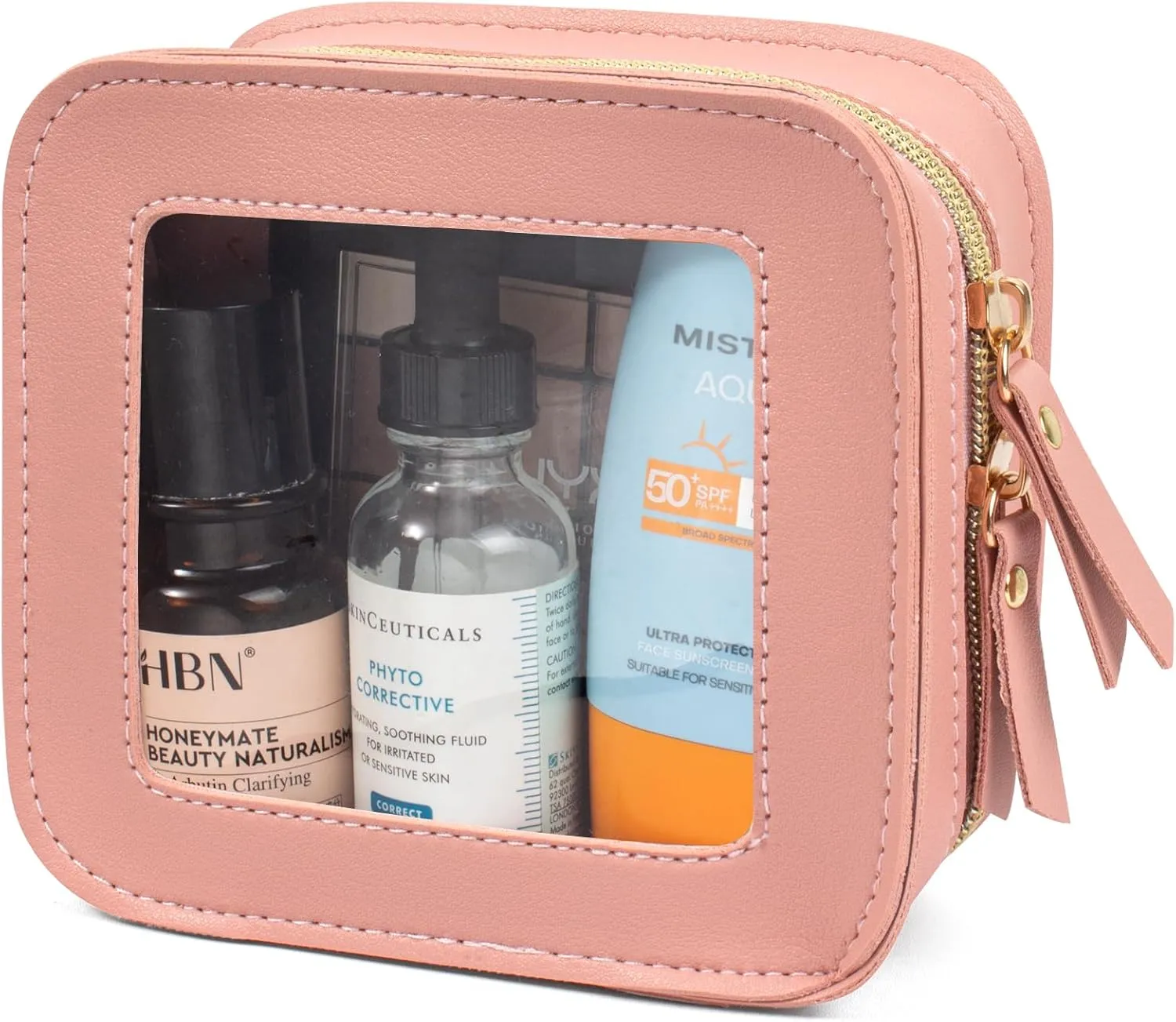 LETGO Mini Makeup Bag - Cute Travel Makeup Bag Pouch, Essentials Organizer for Women, Pink, Mini