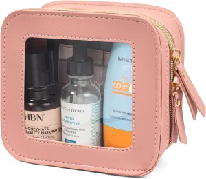 LETGO Mini Makeup Bag - Cute Travel Makeup Bag Pouch, Essentials Organizer for Women, Pink, Mini