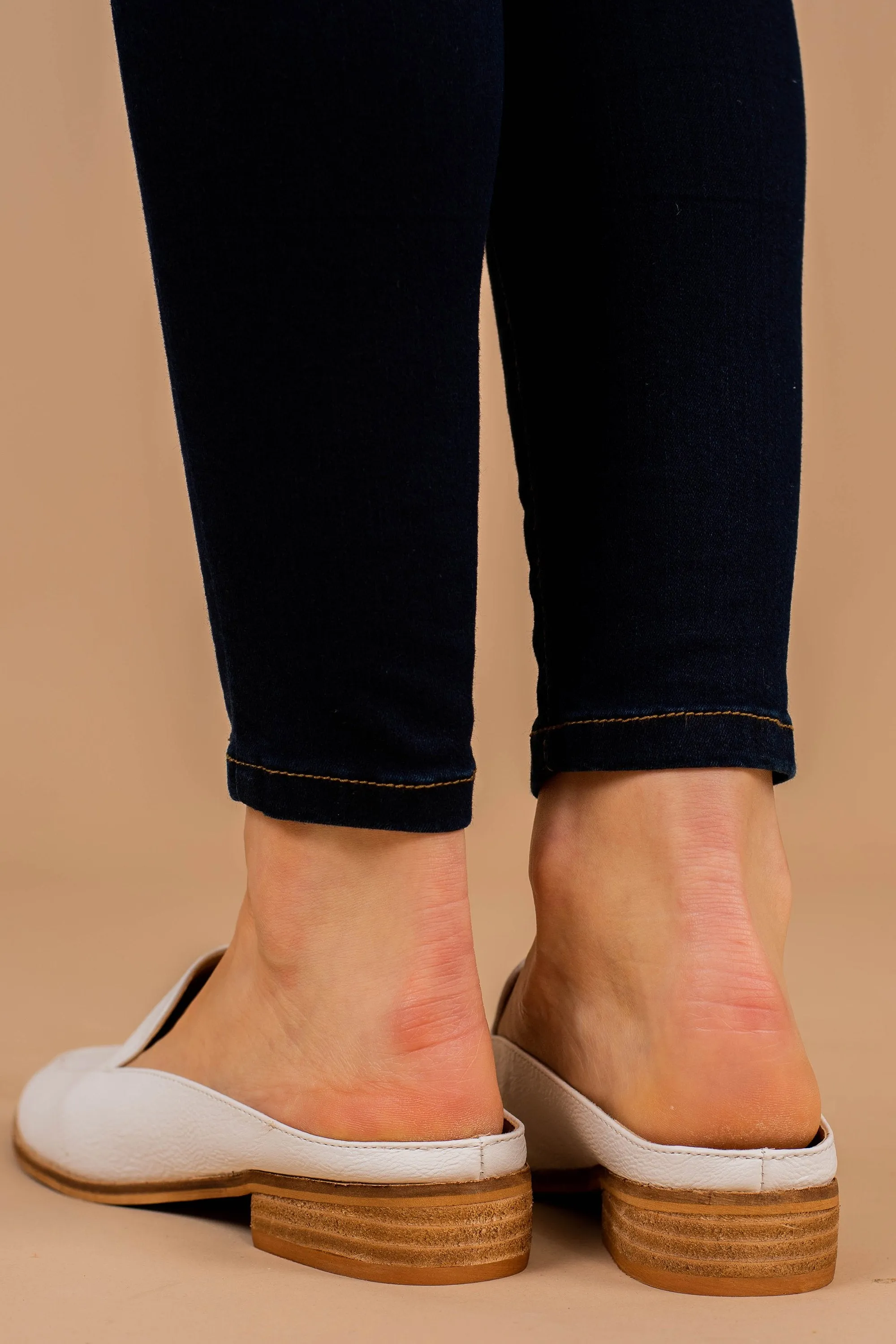 Level Up White Flat Mules