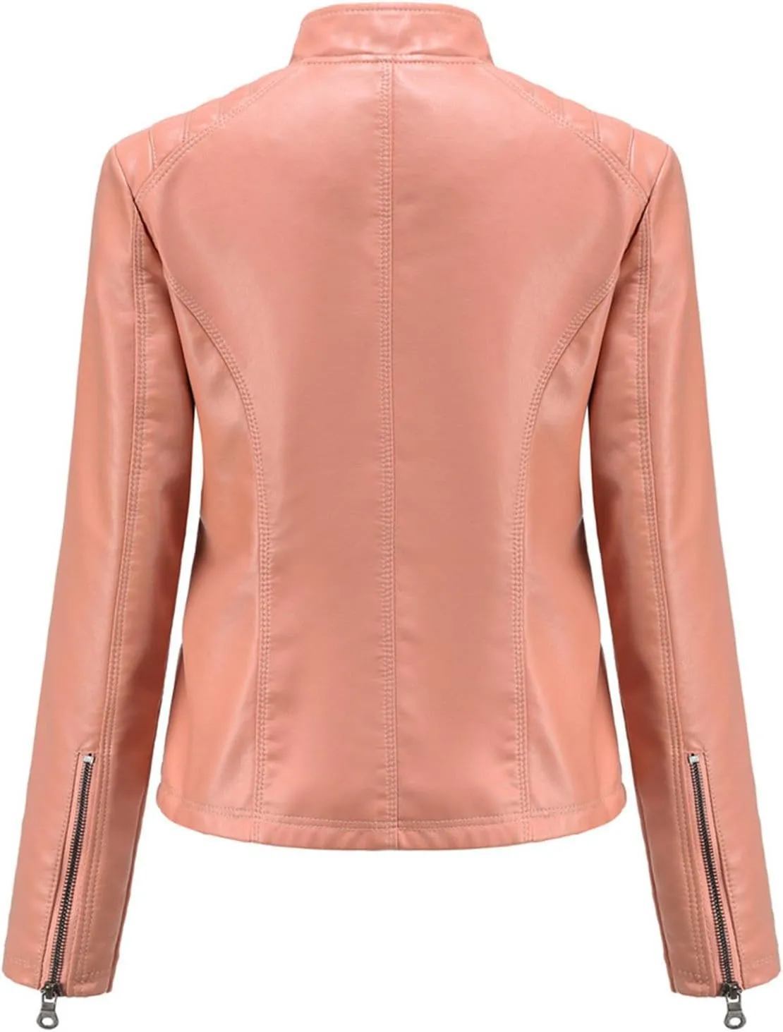 Lmdudan Women's Faux Leather Motorcycle Jacket Ladies 2023 Fashion PU Slim Short Biker Coat Long Sleeve Zipper Outwear Tops