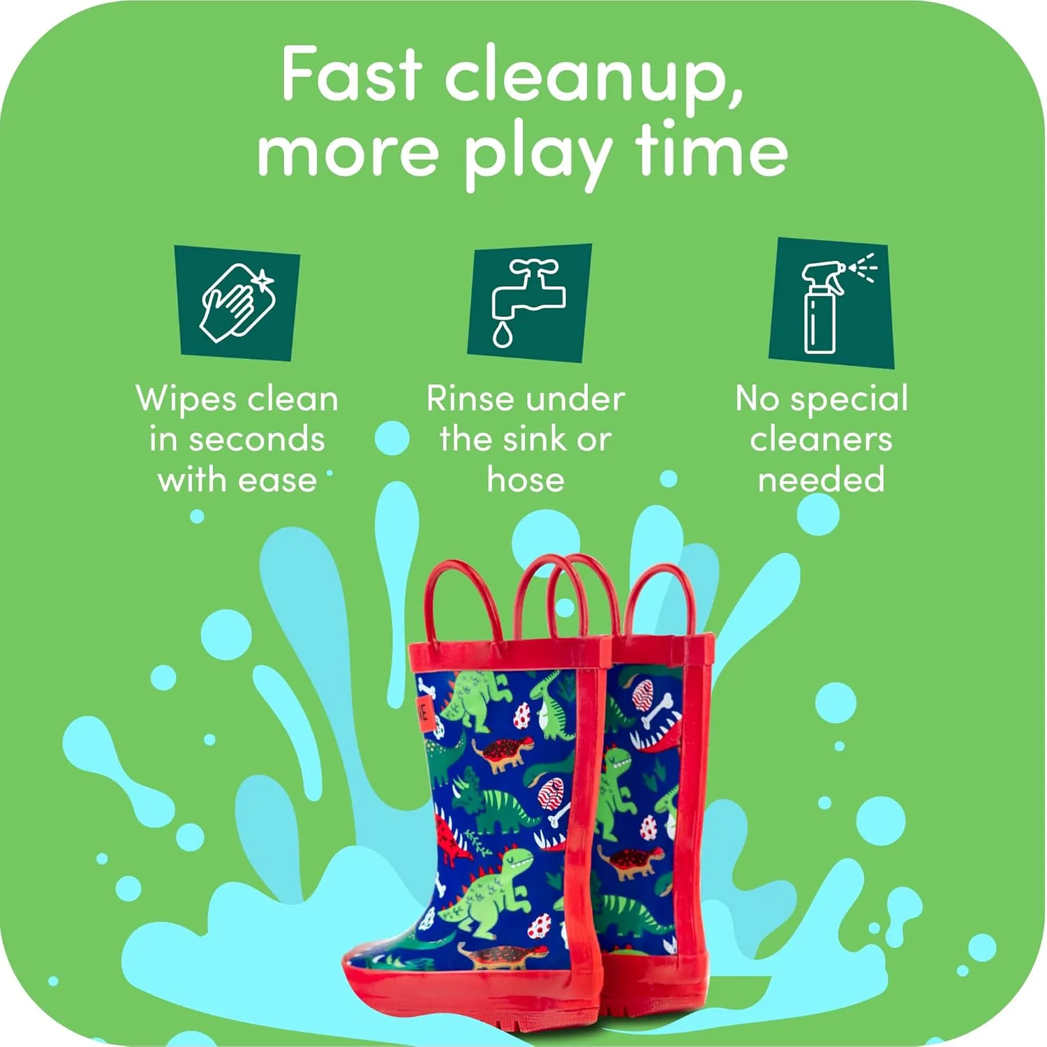 Lone Cone Kids Rain Boots for Girls & Boys ??Waterproof Natural Rubber Toddler Rain Boots with Non-Slip Outsole & Easy Pull Handles ??Solid, Pattern & Glitter Designs