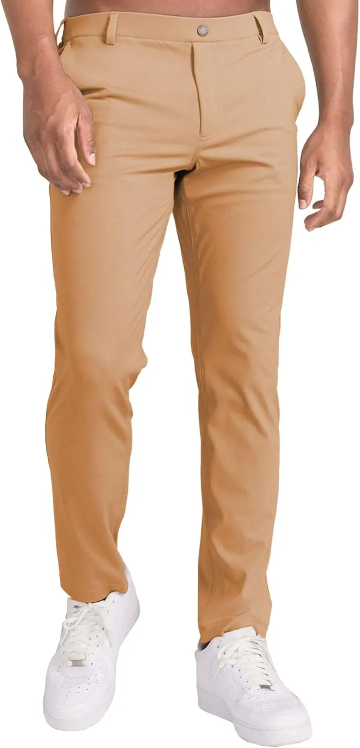 Men's All Day Comfy Golf Pants Slim Fit Easy Casual Trousers Trendy Lightweight Stretch Work Slack