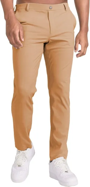Men's All Day Comfy Golf Pants Slim Fit Easy Casual Trousers Trendy Lightweight Stretch Work Slack