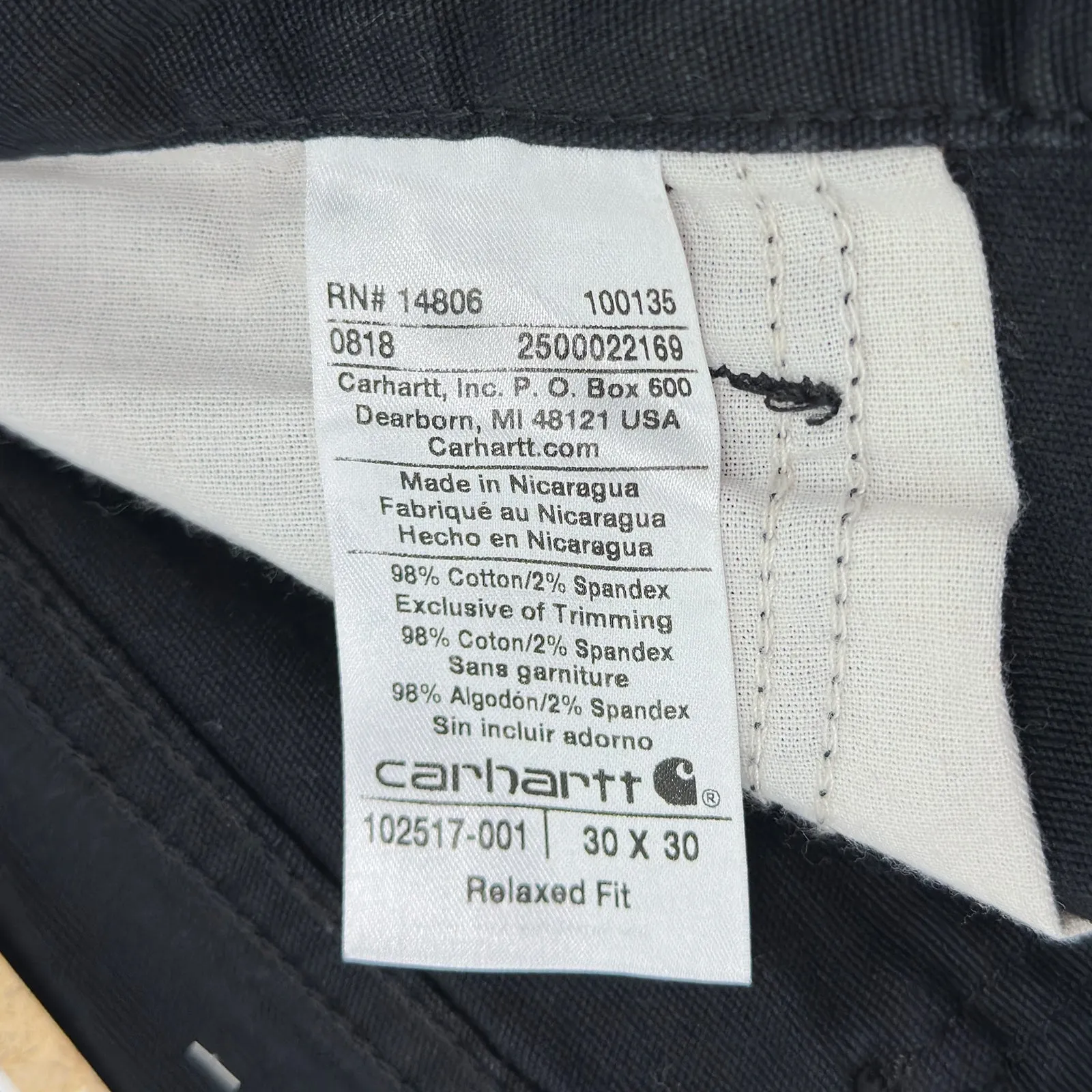 Men's Black Carhartt Rigby Five-Pocket Jeans  - New with Tags - 30x30