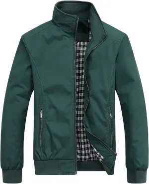 Men's Bomber Jacket Lightweight Casual Spring Fall Windbreaker Full Zip Up Coat Outwear with Pocket for Men