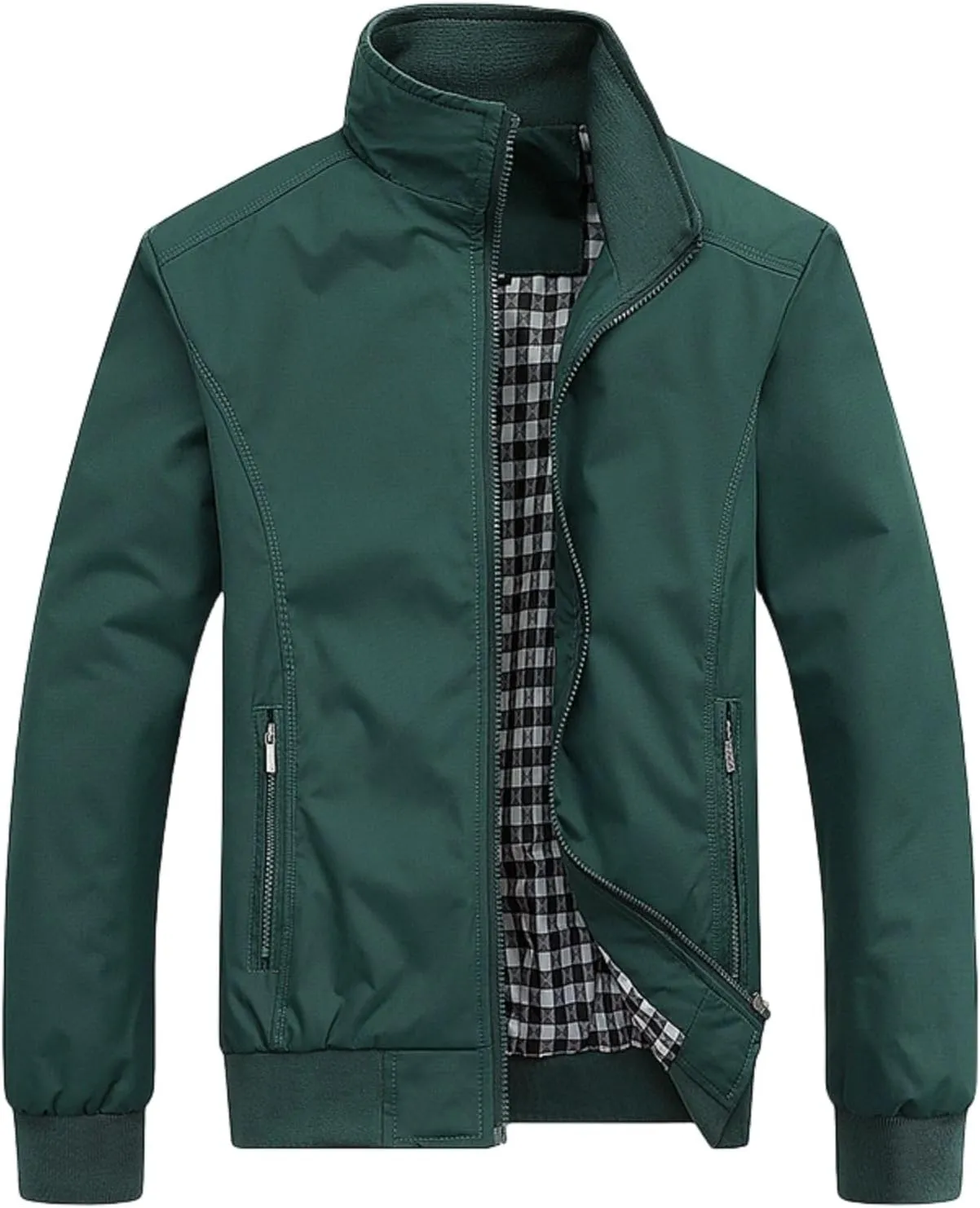 Men's Bomber Jacket Lightweight Casual Spring Fall Windbreaker Full Zip Up Coat Outwear with Pocket for Men