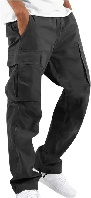 Mens Cargo Pants Bottom Construction Joggers Jogging Zipper Outdoor Trousers Fishing Sweatpants