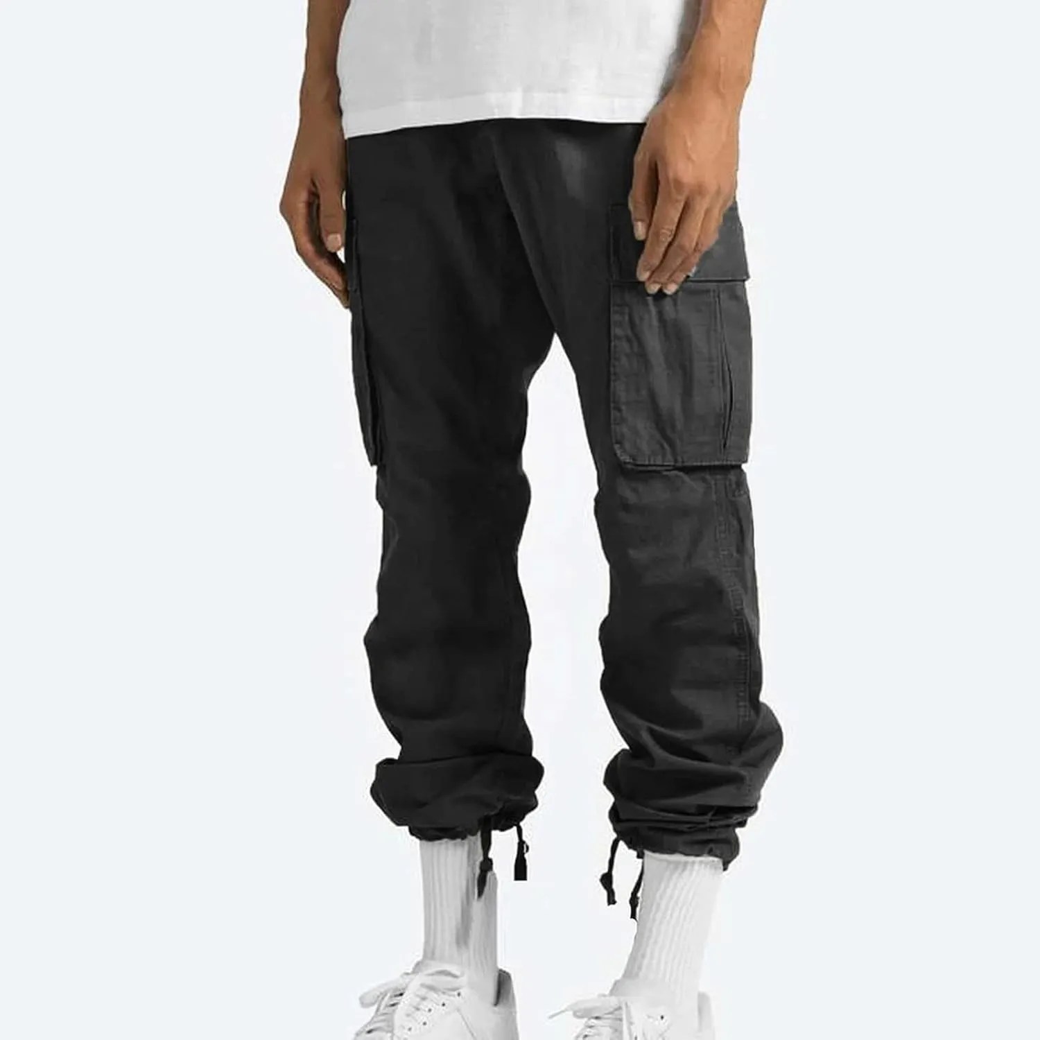 Mens Cargo Pants Bottom Construction Joggers Jogging Zipper Outdoor Trousers Fishing Sweatpants