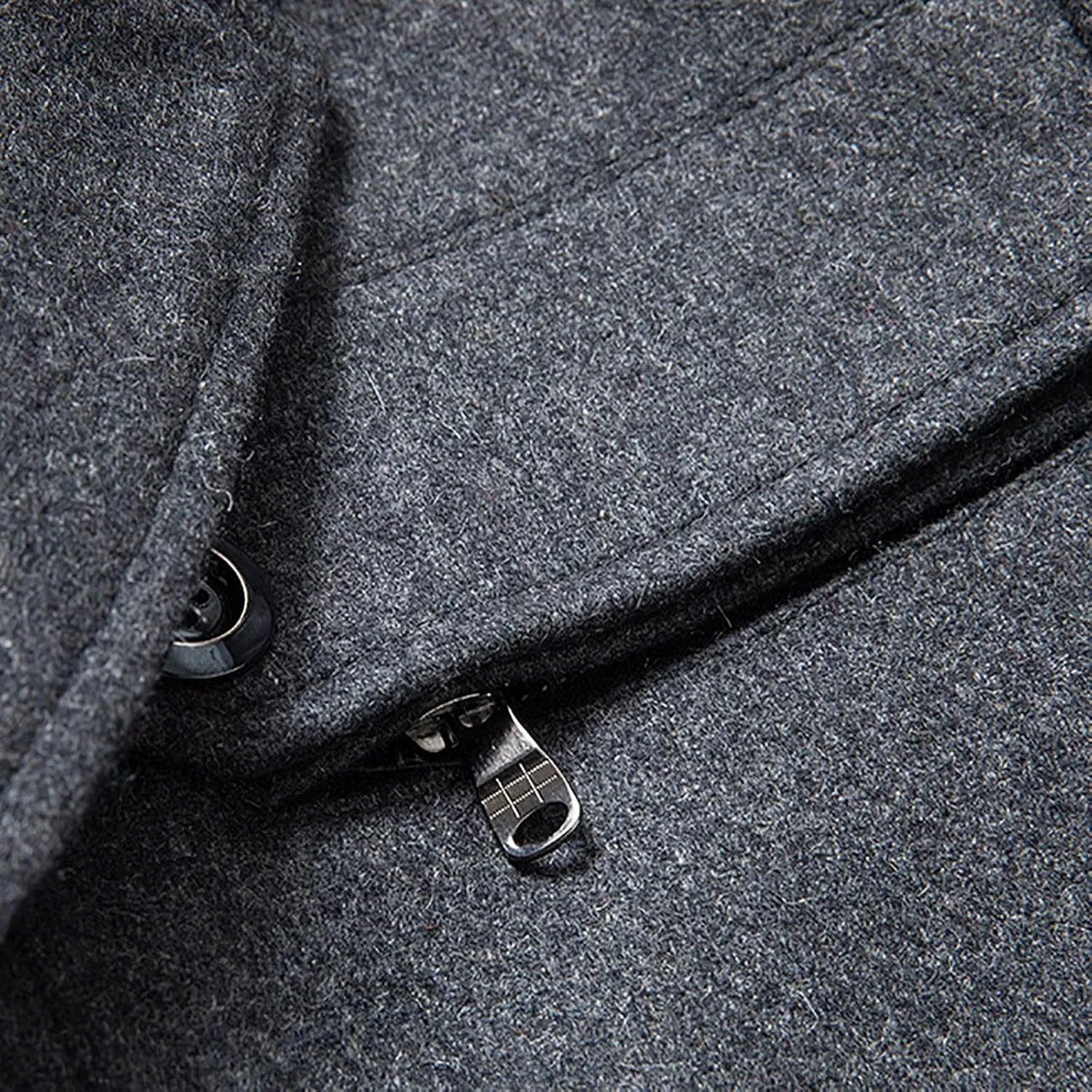 Men's Casual Woolen Overcoat Solid Color Double Convertible Padded Coat Fashion Turn-Down Collar Warm Long Coats