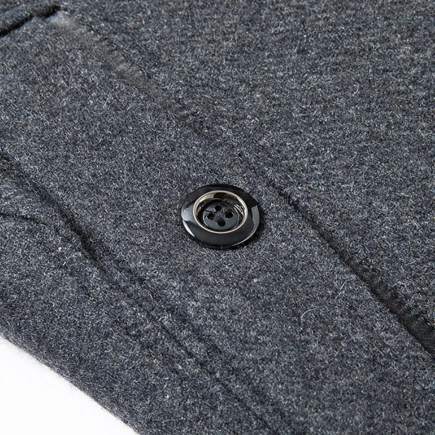 Men's Casual Woolen Overcoat Solid Color Double Convertible Padded Coat Fashion Turn-Down Collar Warm Long Coats