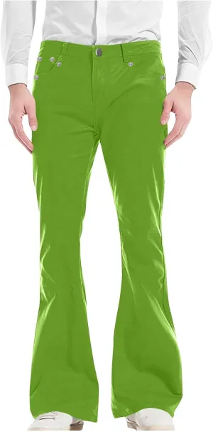 Mens Dress Pants Relaxed Fit Casual Bell Bottom Work Suit Pant Lightweight Flat Front Slacks Comfort Flared Trousers