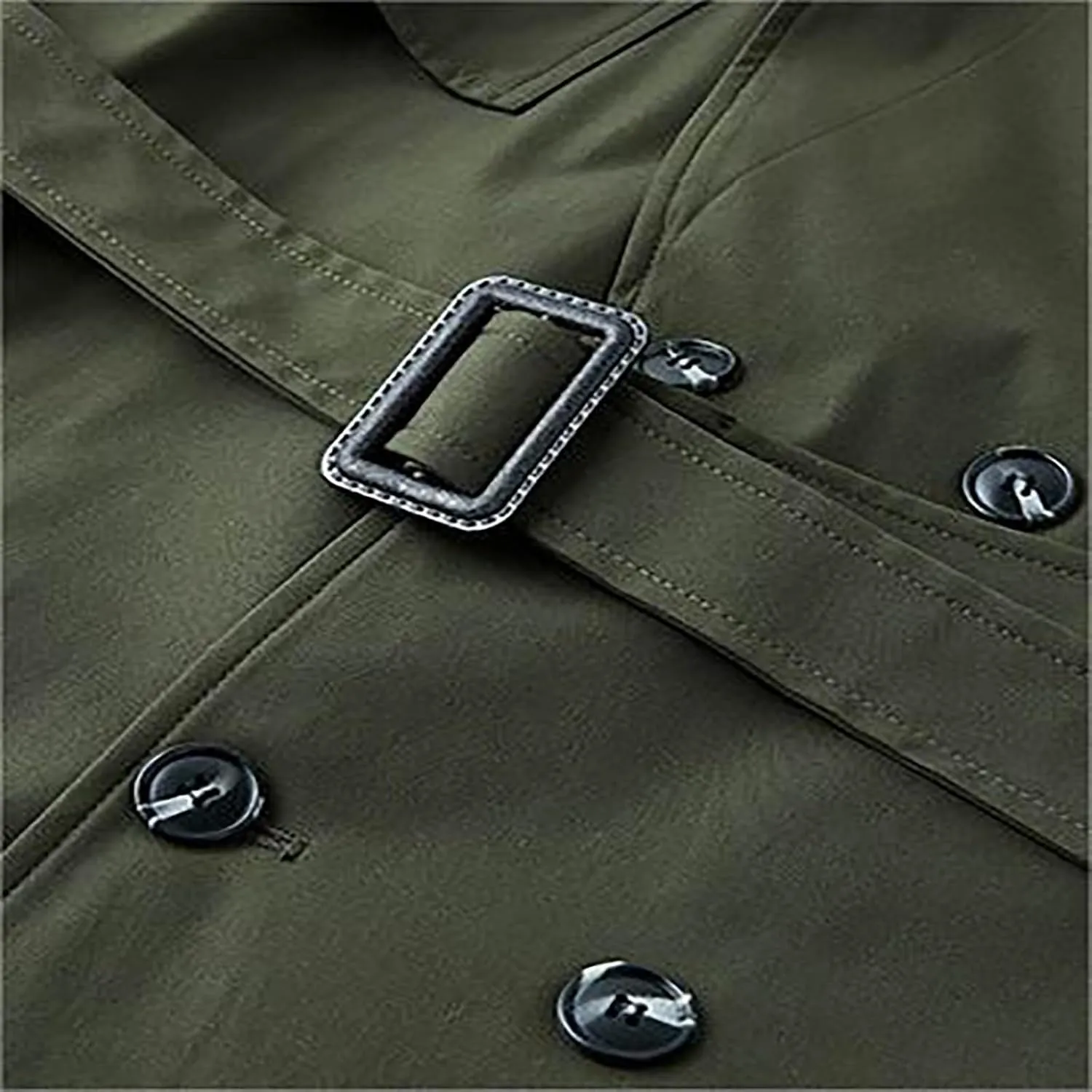 Men's Long Trench Windbreaker Coat Double Breasted Lapel Windproof Overcoat With Belt