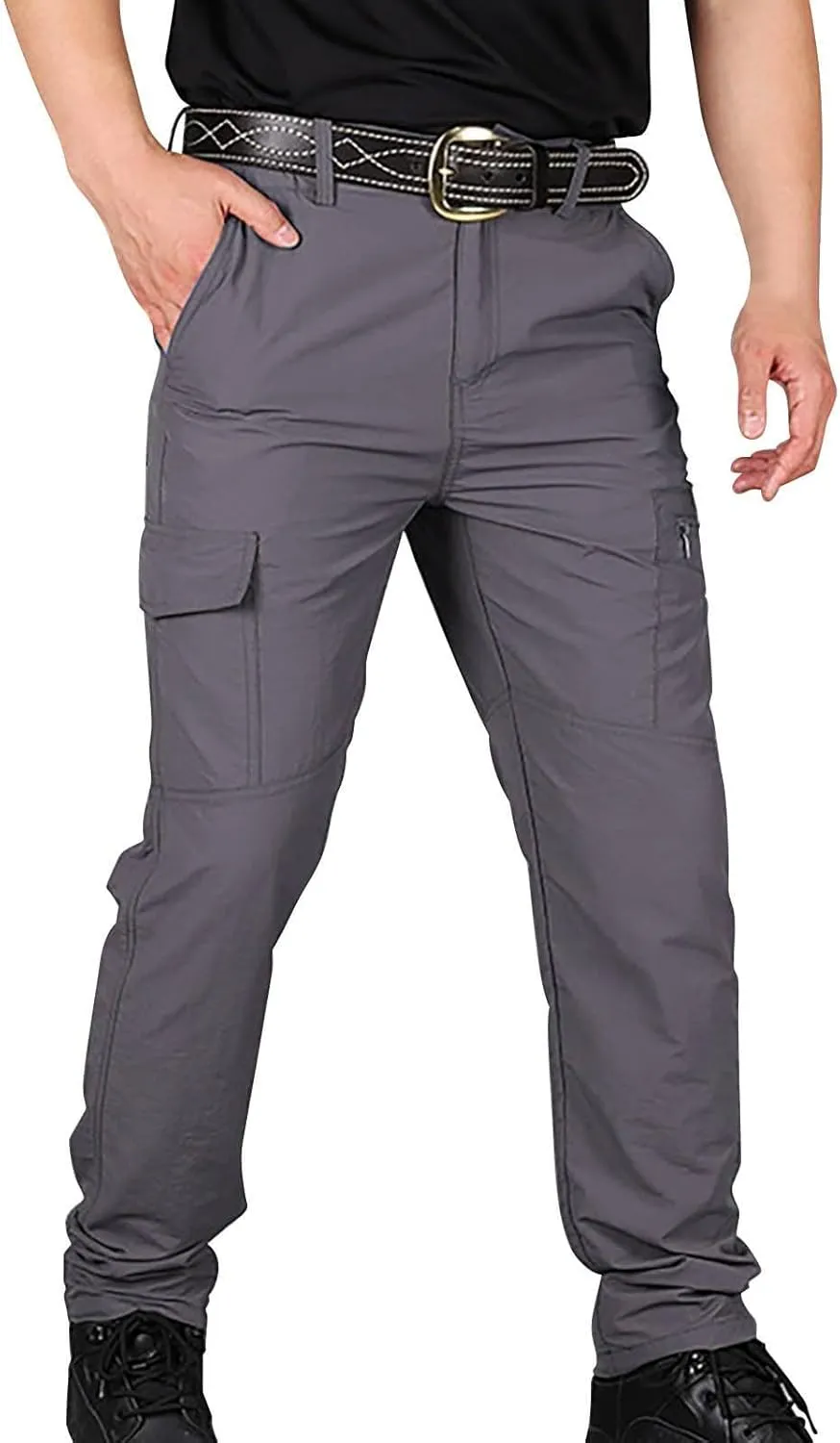 Men's Pants Cargo Relaxed Fit Casual Fleece Joggers Loose Open Bottom Athletic Pants Straight Leg Outdoor Hiking Pants