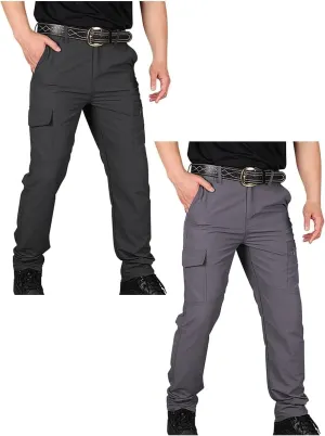Men's Pants Cargo Relaxed Fit Casual Fleece Joggers Loose Open Bottom Athletic Pants Straight Leg Outdoor Hiking Pants