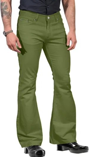 Mens Relaxed Vintage 70s Bell Bottom Disco Pants Stretch Fit Classic Trousers Flared Flares Retro Denim Jeans Pant