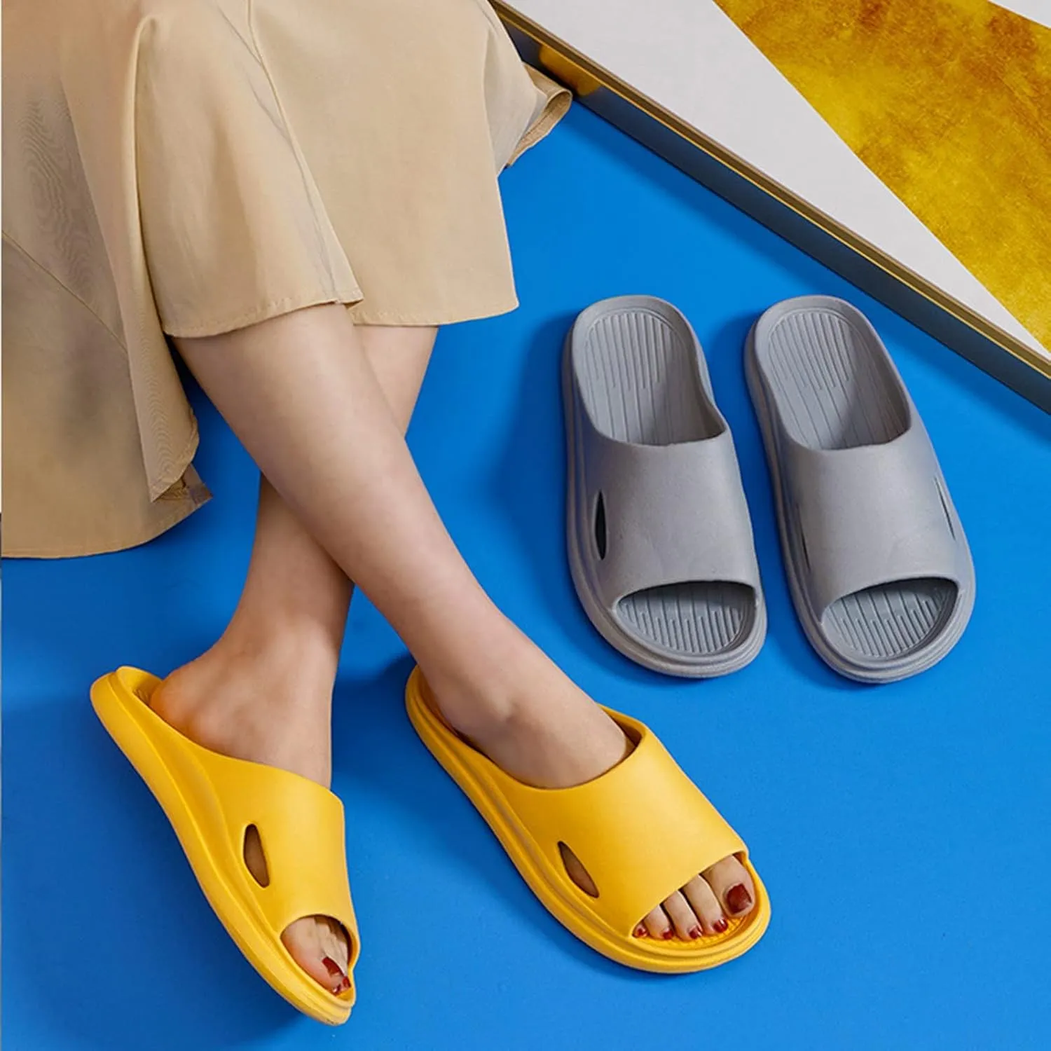Mens Shower Shoes Slippers Quick Drying Bathroom Slippers Soft Sole Dorm Room Pool Sandals Water Sandals Wide
