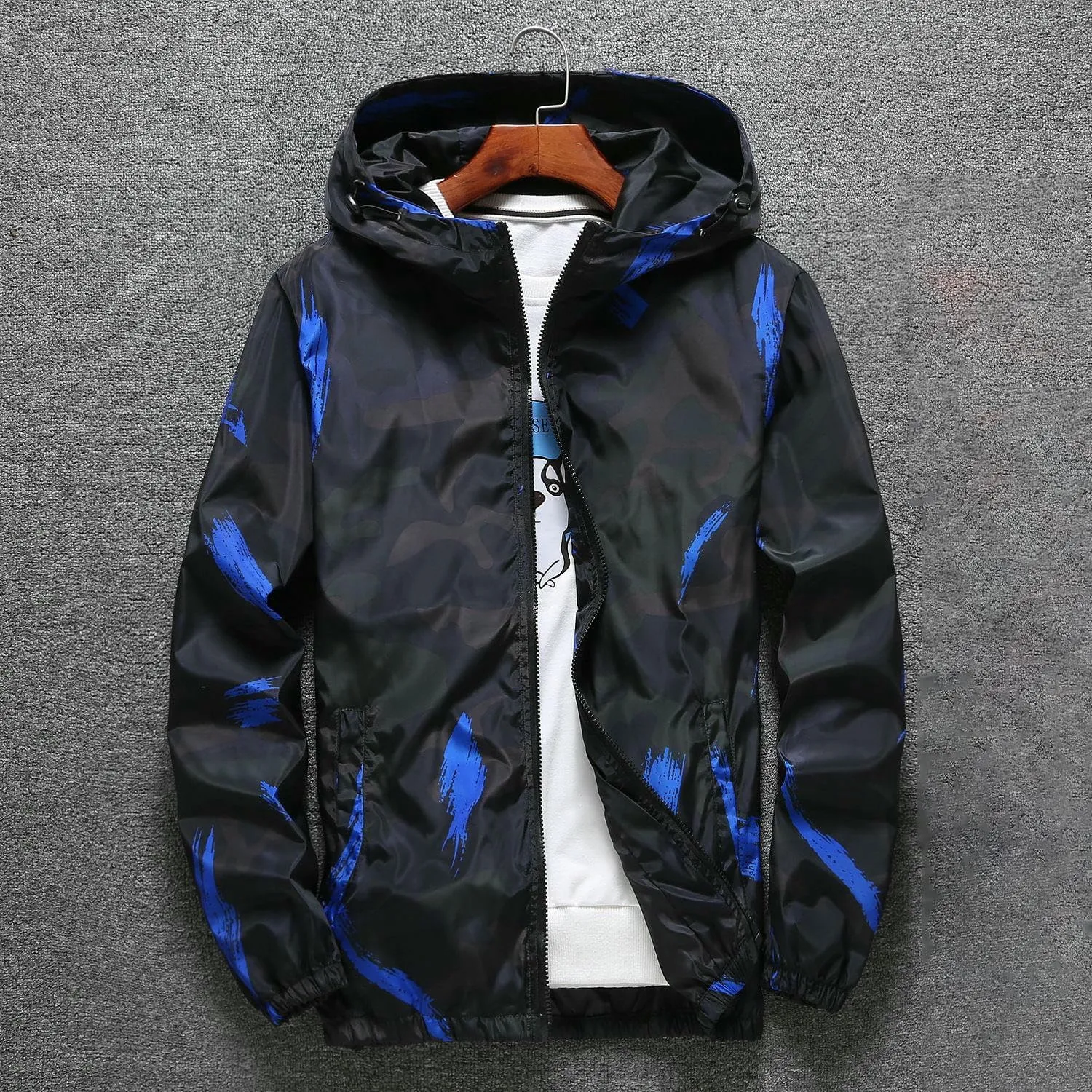 Men's Spring Autumn Youth Camo Loose Jacket Coat