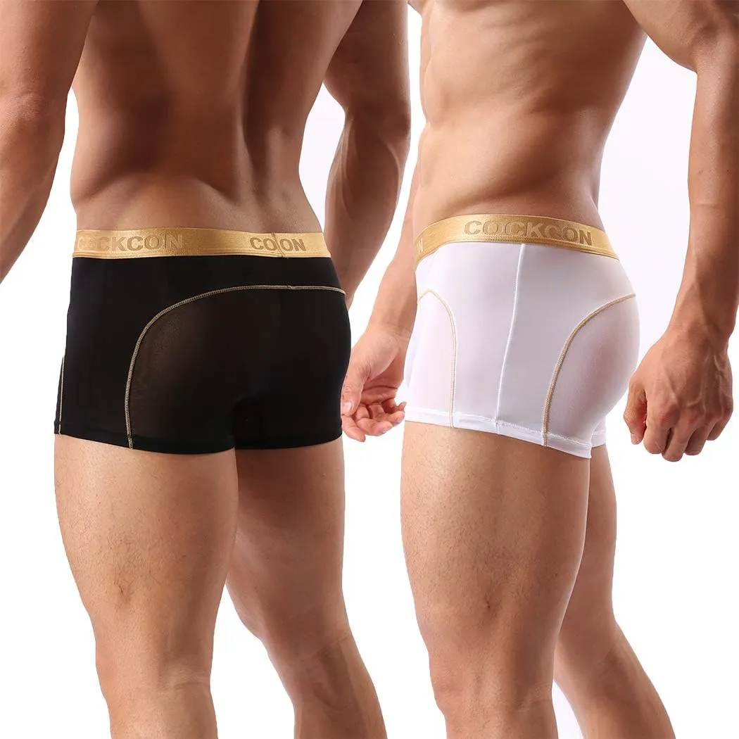Mens Underwear Sexy Mesh Boxer Briefs,Cool See Through Soft Underpants