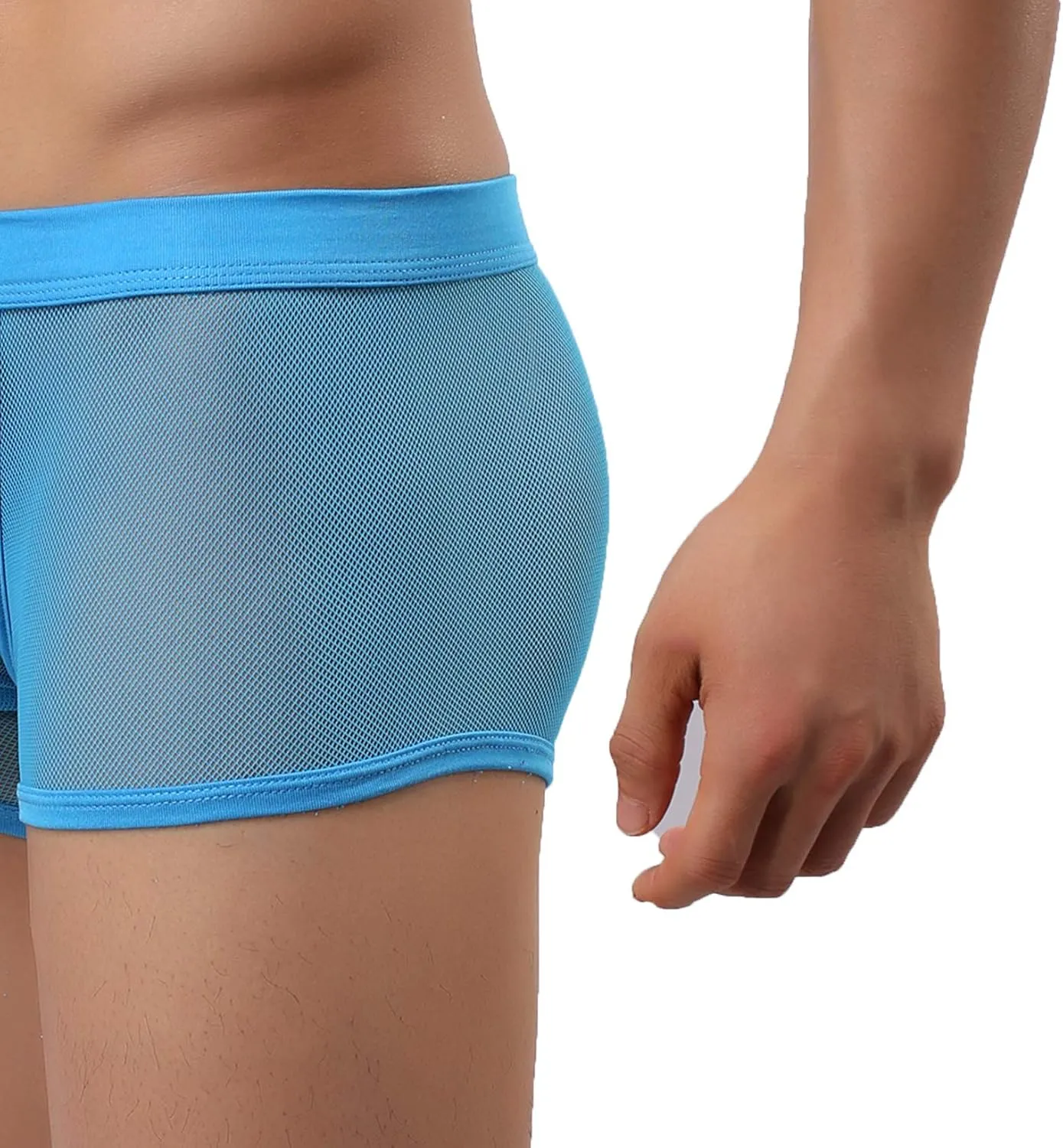 Mens Underwear Sexy Mesh Boxer Briefs,Cool See Through Soft Underpants