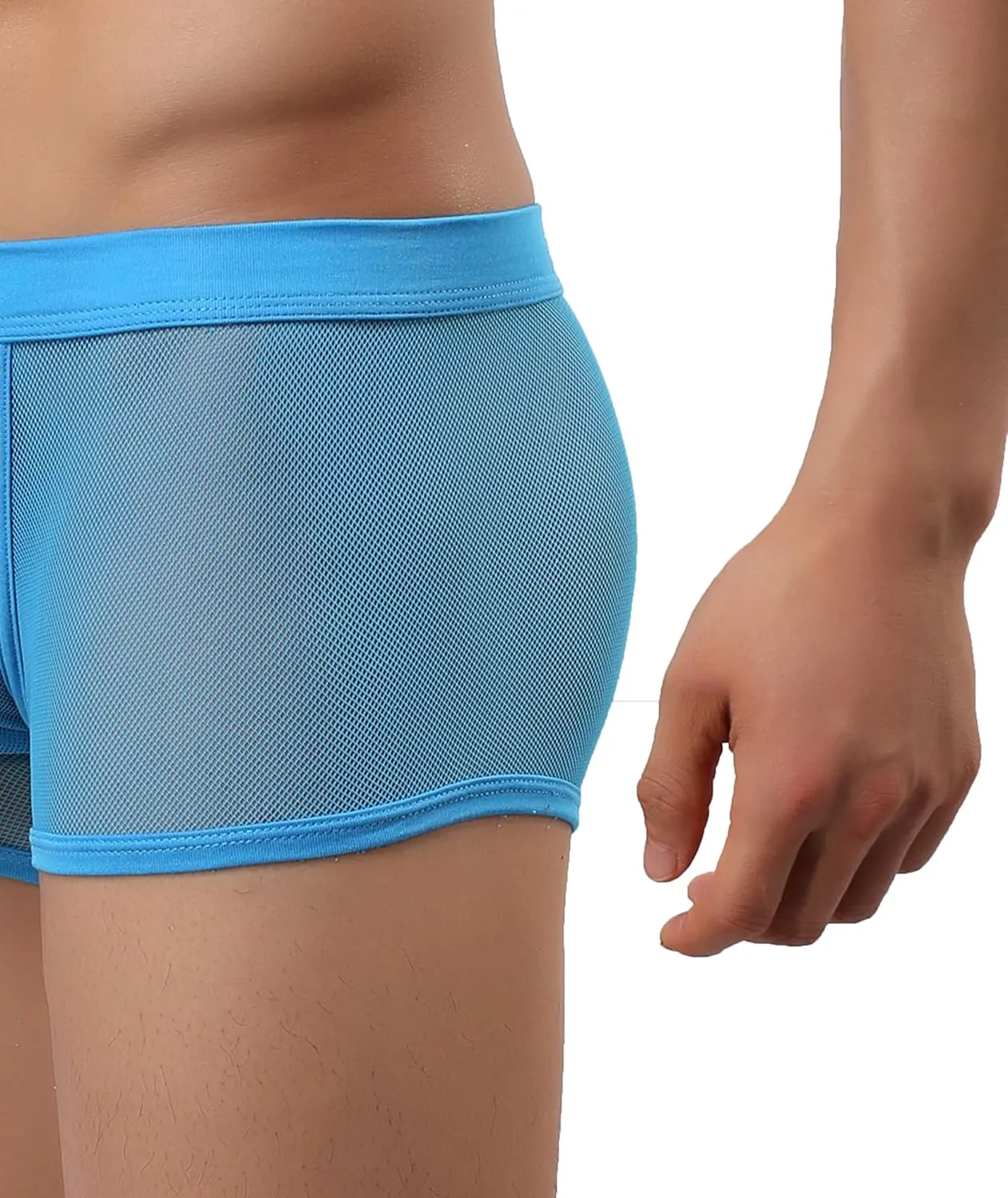 Mens Underwear Sexy Mesh Boxer Briefs,Cool See Through Soft Underpants