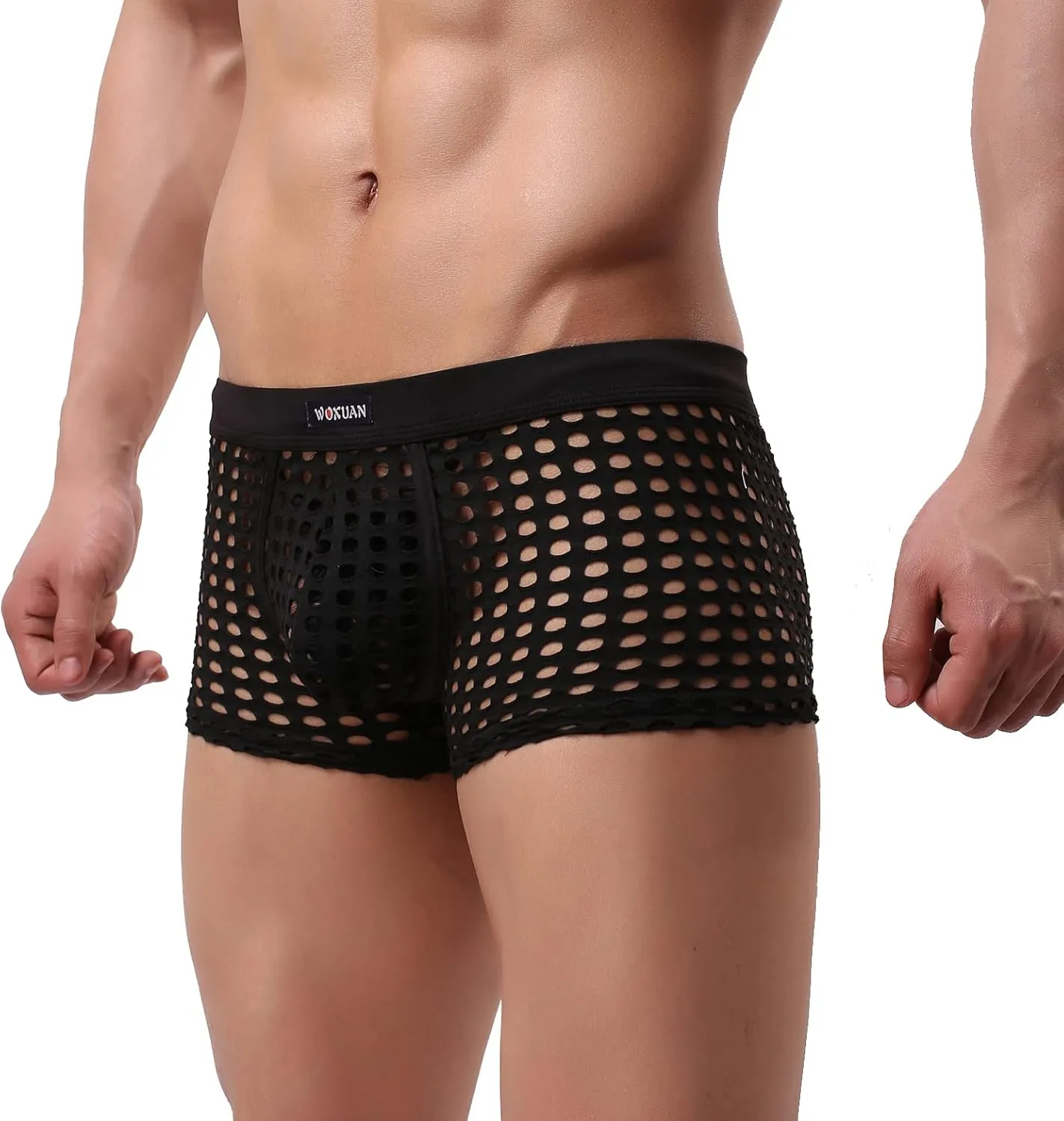 Men's Underwear Sexy Mesh Breathable Boxer Briefs Low Rise Cool Boxers Pack Set