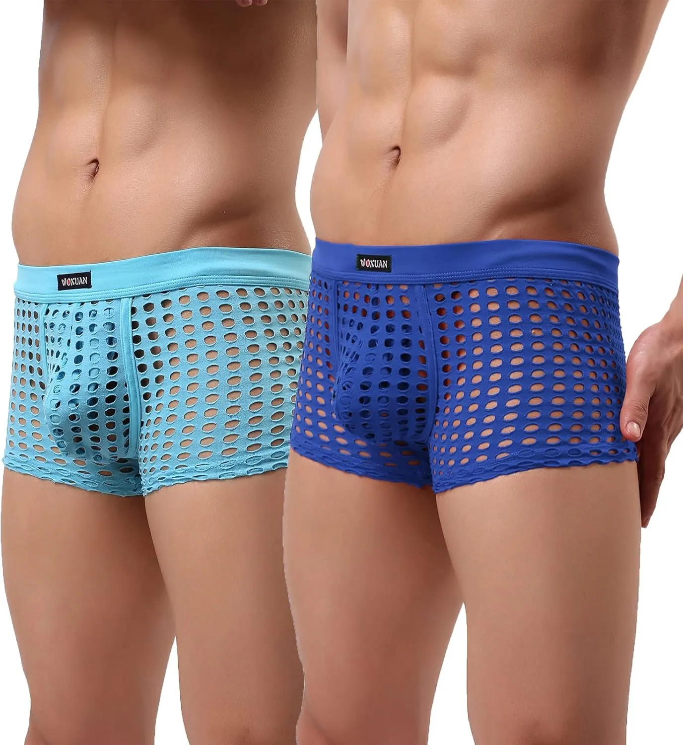 Men's Underwear Sexy Mesh Breathable Boxer Briefs Low Rise Cool Boxers Pack Set