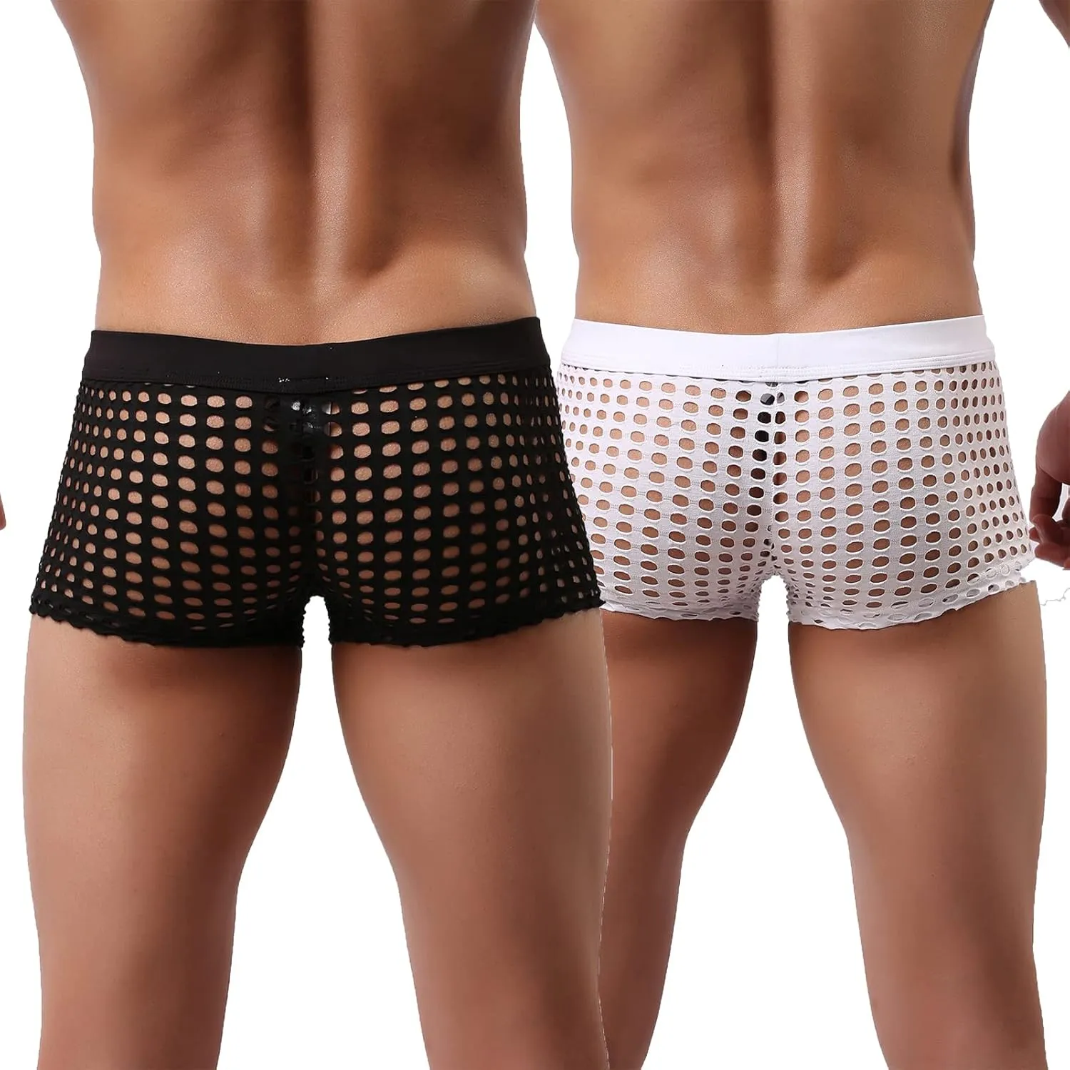 Men's Underwear Sexy Mesh Breathable Boxer Briefs Low Rise Cool Boxers Pack Set