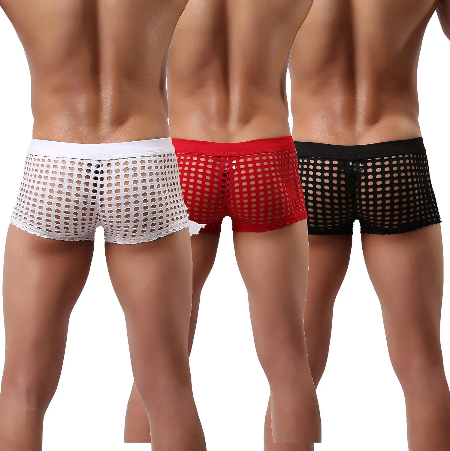 Men's Underwear Sexy Mesh Breathable Boxer Briefs Low Rise Cool Boxers Pack Set