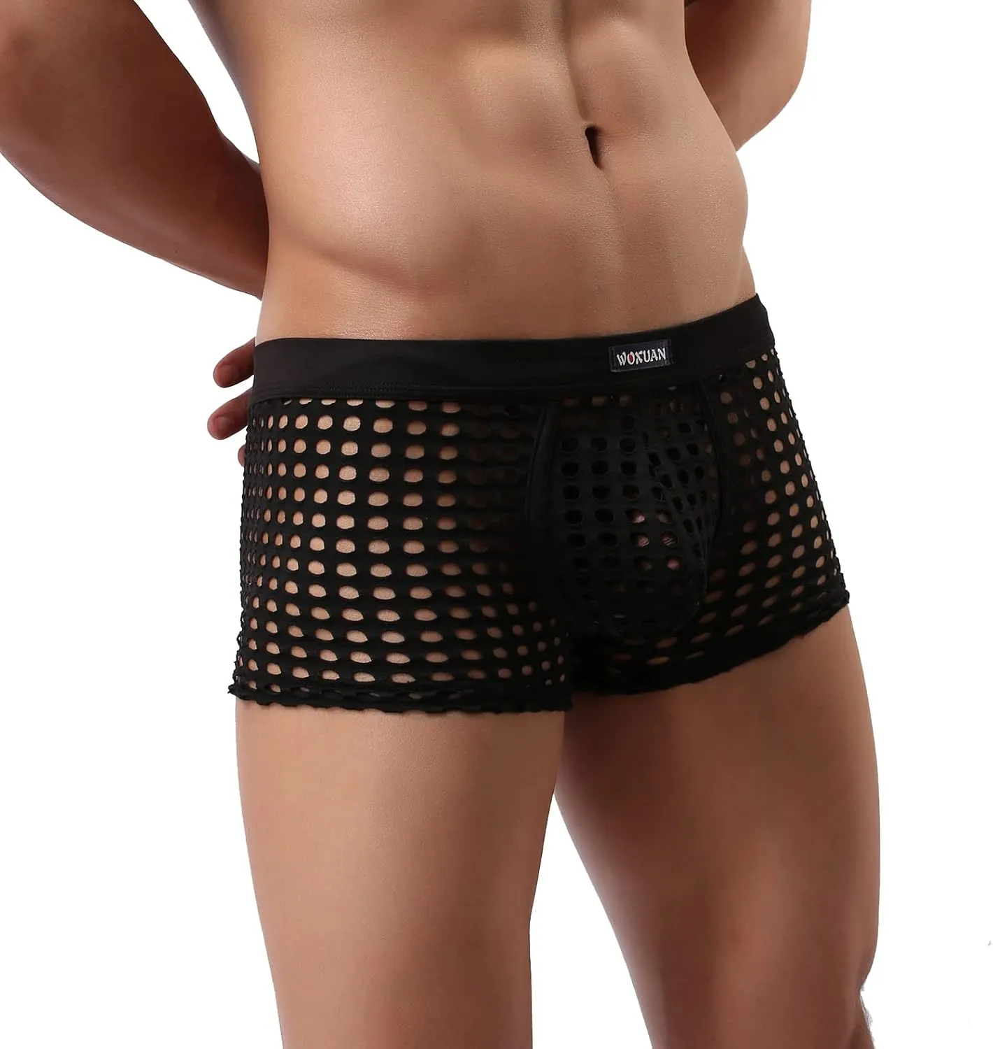 Men's Underwear Sexy Mesh Breathable Boxer Briefs Low Rise Cool Boxers Pack Set