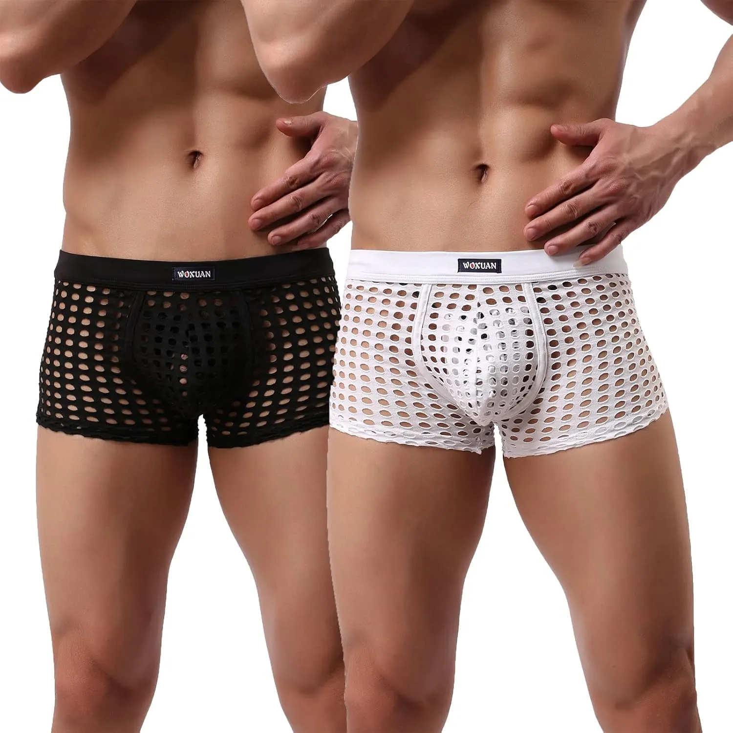 Men's Underwear Sexy Mesh Breathable Boxer Briefs Low Rise Cool Boxers Pack Set