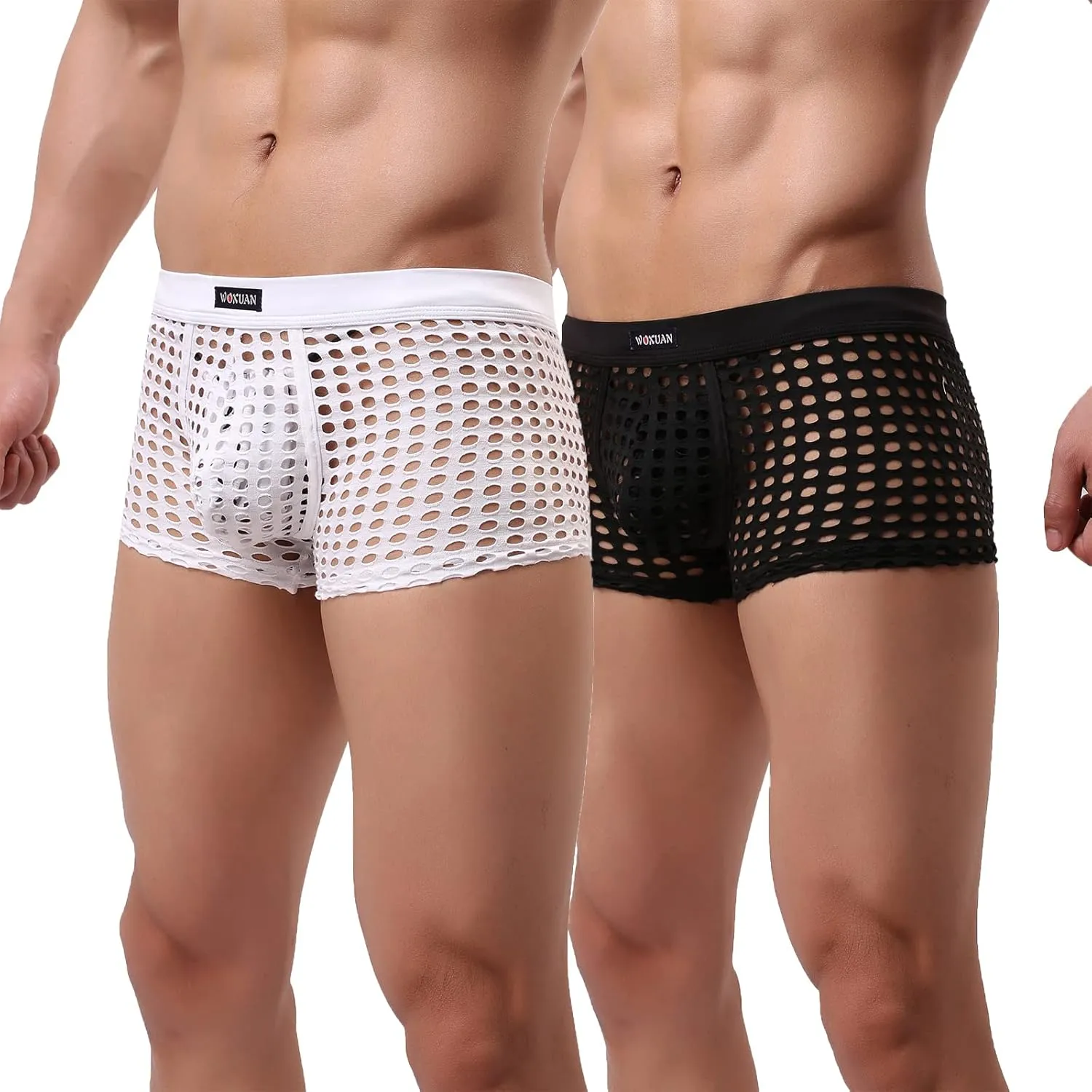 Men's Underwear Sexy Mesh Breathable Boxer Briefs Low Rise Cool Boxers Pack Set
