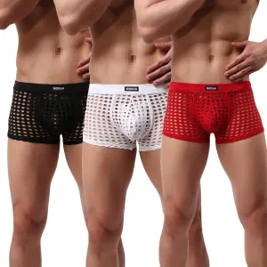 Men's Underwear Sexy Mesh Breathable Boxer Briefs Low Rise Cool Boxers Pack Set