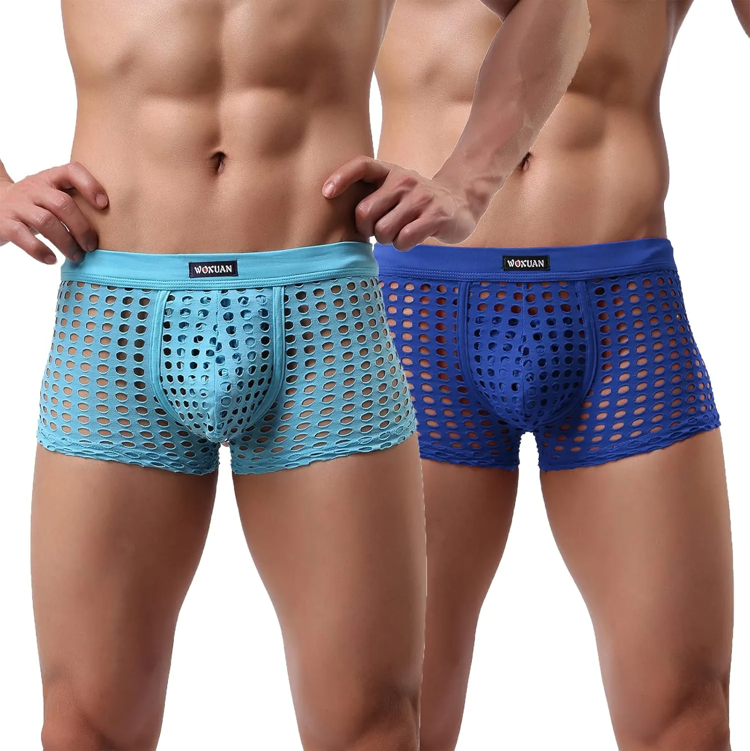 Men's Underwear Sexy Mesh Breathable Boxer Briefs Low Rise Cool Boxers Pack Set