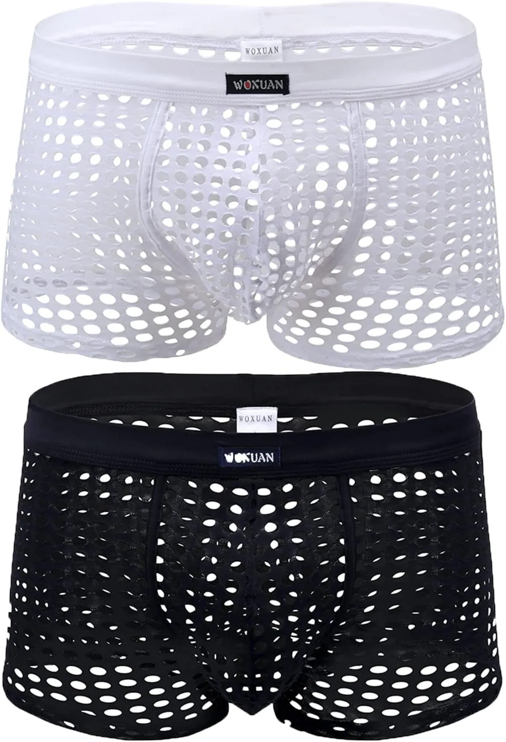Men's Underwear Sexy Mesh Breathable Boxer Briefs Low Rise Cool Boxers Pack Set