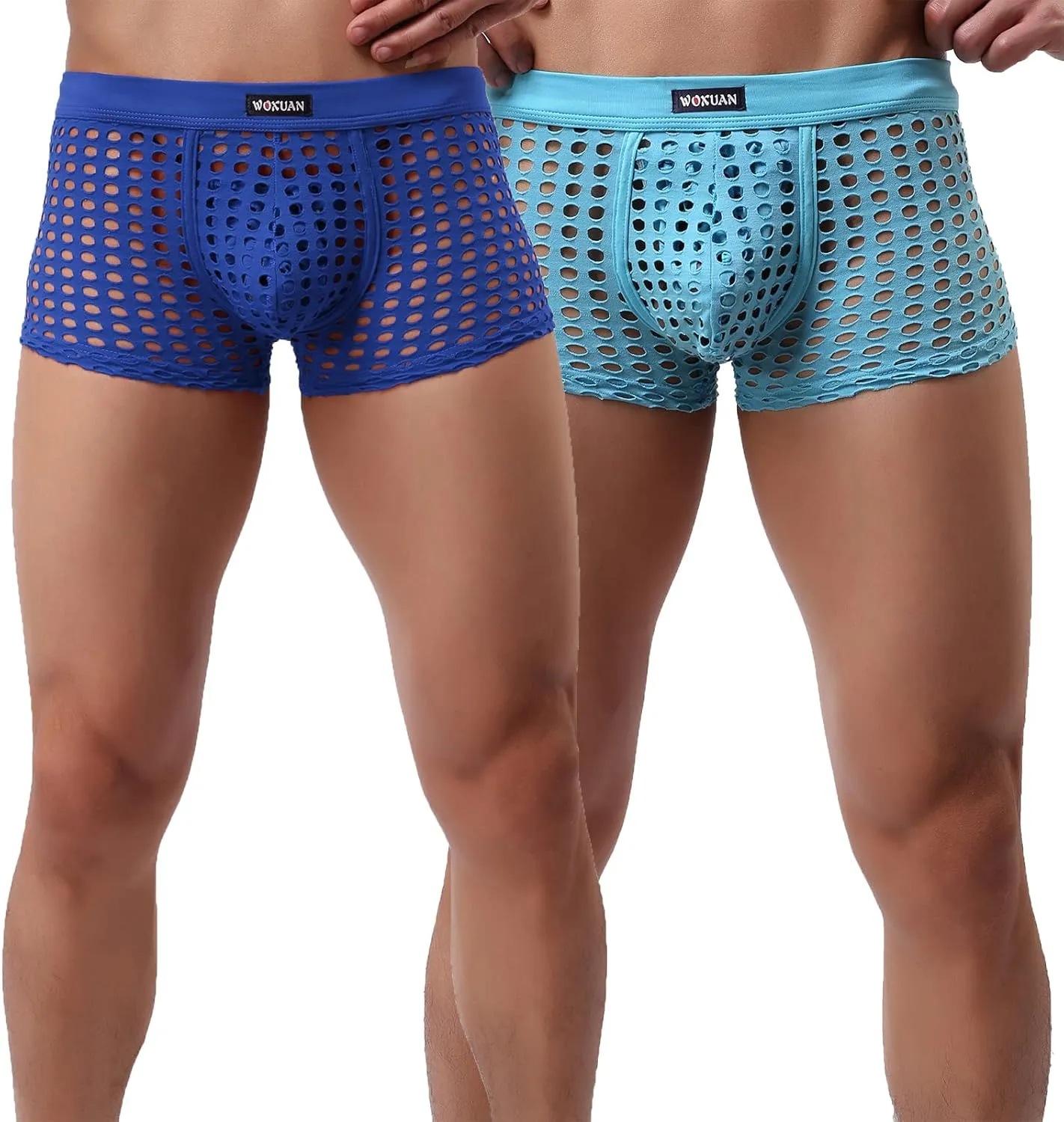 Men's Underwear Sexy Mesh Breathable Boxer Briefs Low Rise Cool Boxers Pack Set