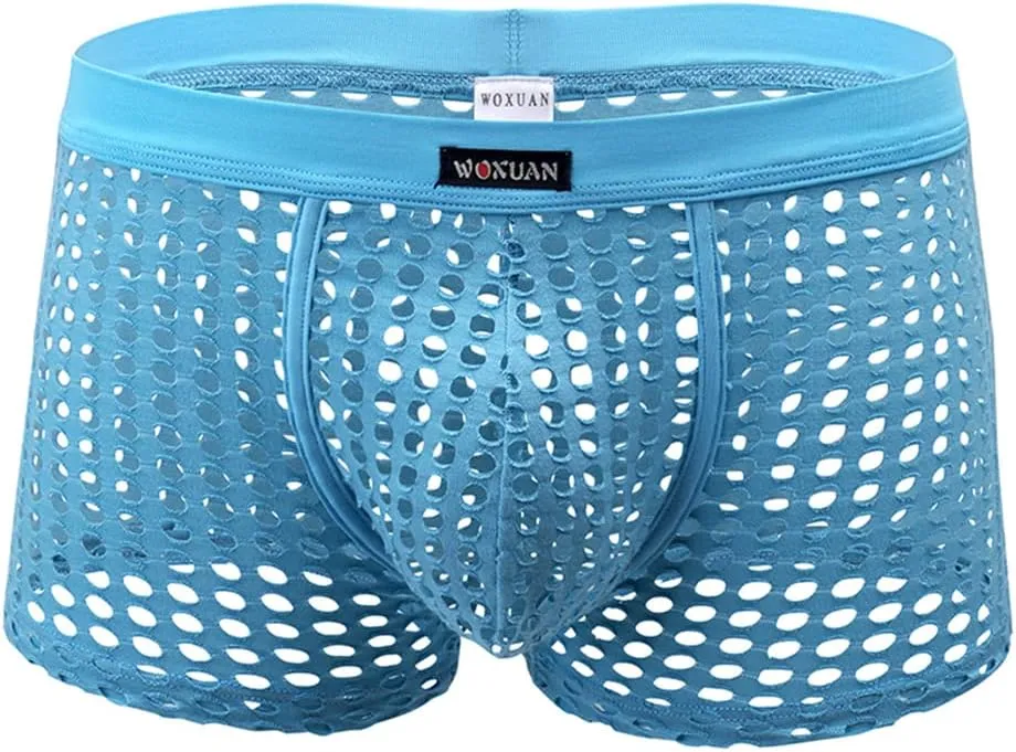 Men's Underwear Sexy Mesh Breathable Boxer Briefs Low Rise Cool Boxers Pack Set