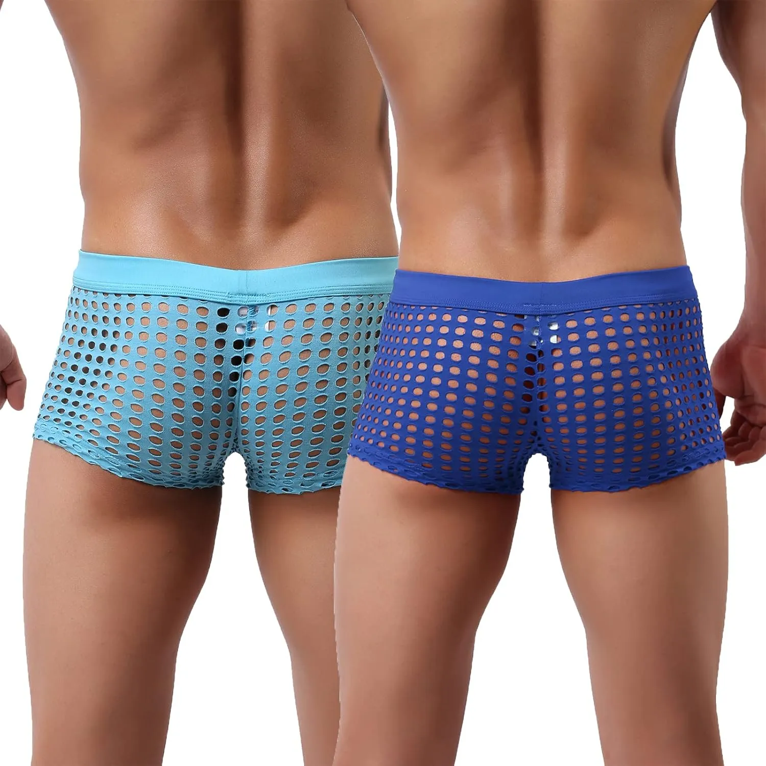 Men's Underwear Sexy Mesh Breathable Boxer Briefs Low Rise Cool Boxers Pack Set