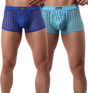 Men's Underwear Sexy Mesh Breathable Boxer Briefs Low Rise Cool Boxers Pack Set