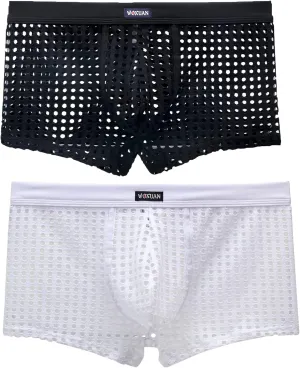 Men's Underwear Sexy Mesh Breathable Boxer Briefs Low Rise Cool Boxers Pack Set