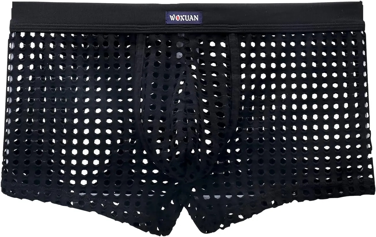 Men's Underwear Sexy Mesh Breathable Boxer Briefs Low Rise Cool Boxers Pack Set