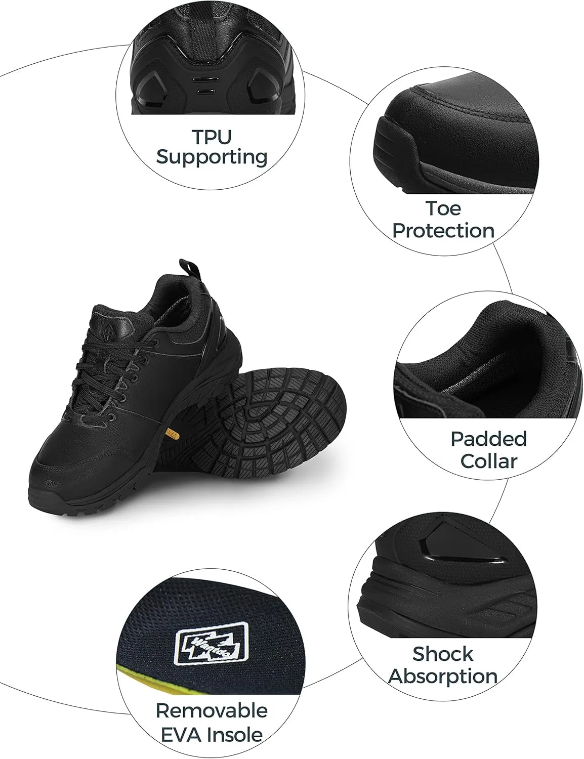Men'S Waterproof Hiking Shoes Low Cut Hiking Boots Slip on Work Shoes Trekking Sneakers