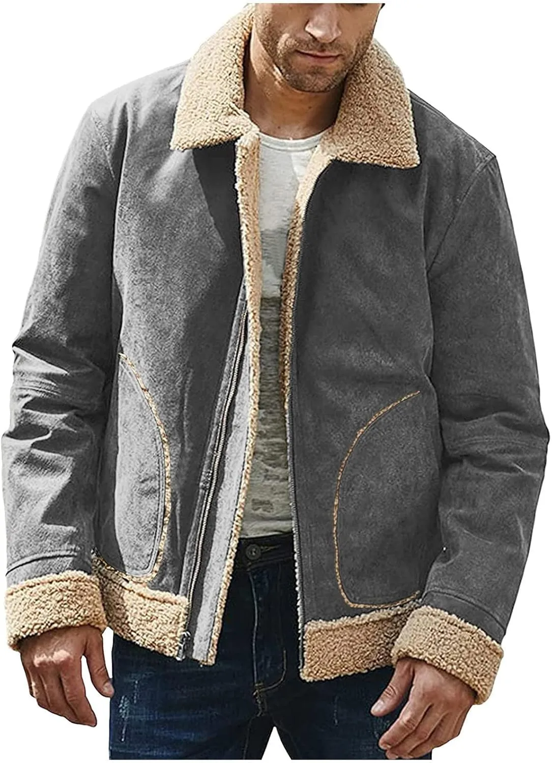 Men'S Wool Jackets & Coats Winter Button Down Lapel Coat Big And Tall Western Cool Casual Jacket