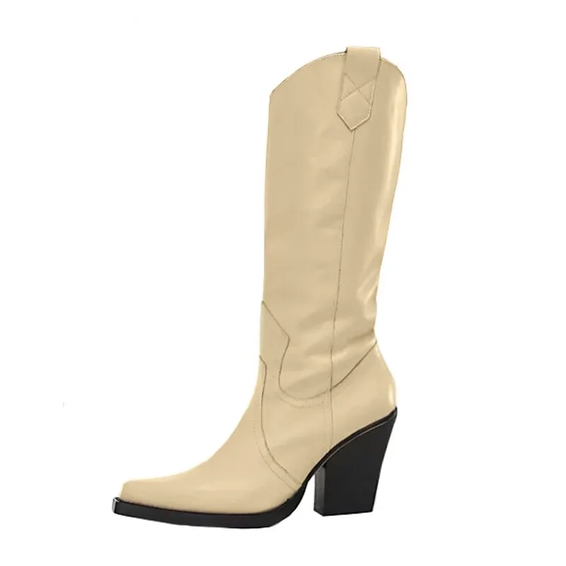 Mid-calf Boots Western Cowboy vera pelle