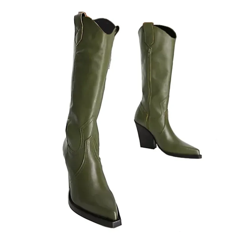 Mid-calf Boots Western Cowboy vera pelle