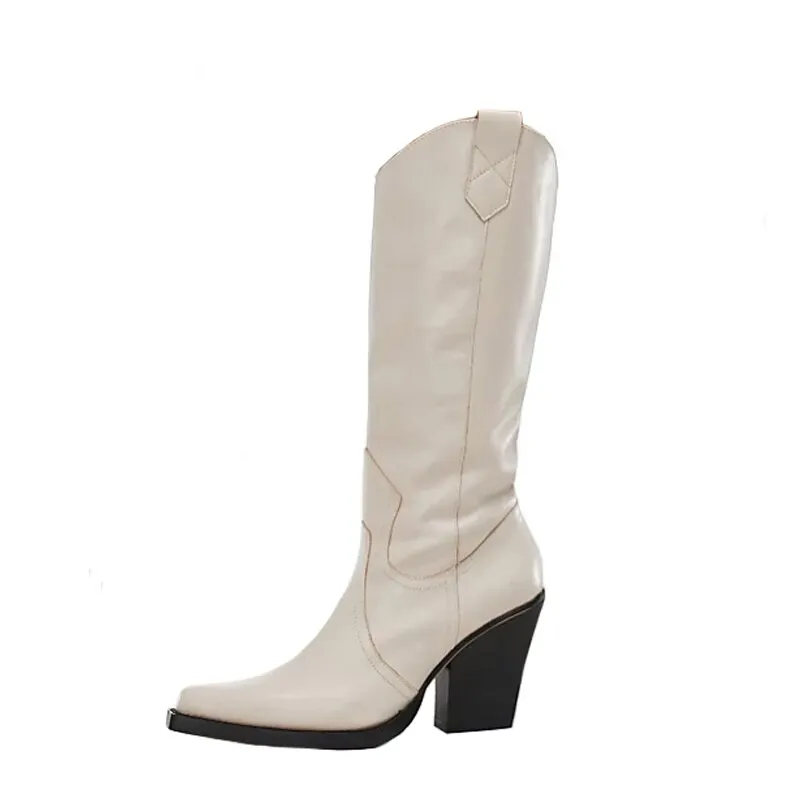 Mid-calf Boots Western Cowboy vera pelle