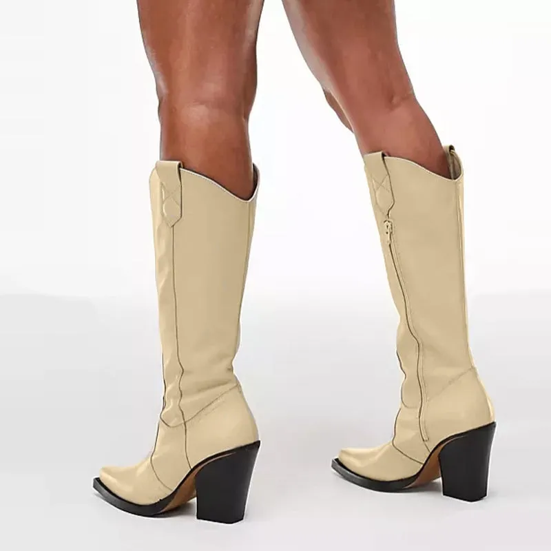 Mid-calf Boots Western Cowboy vera pelle